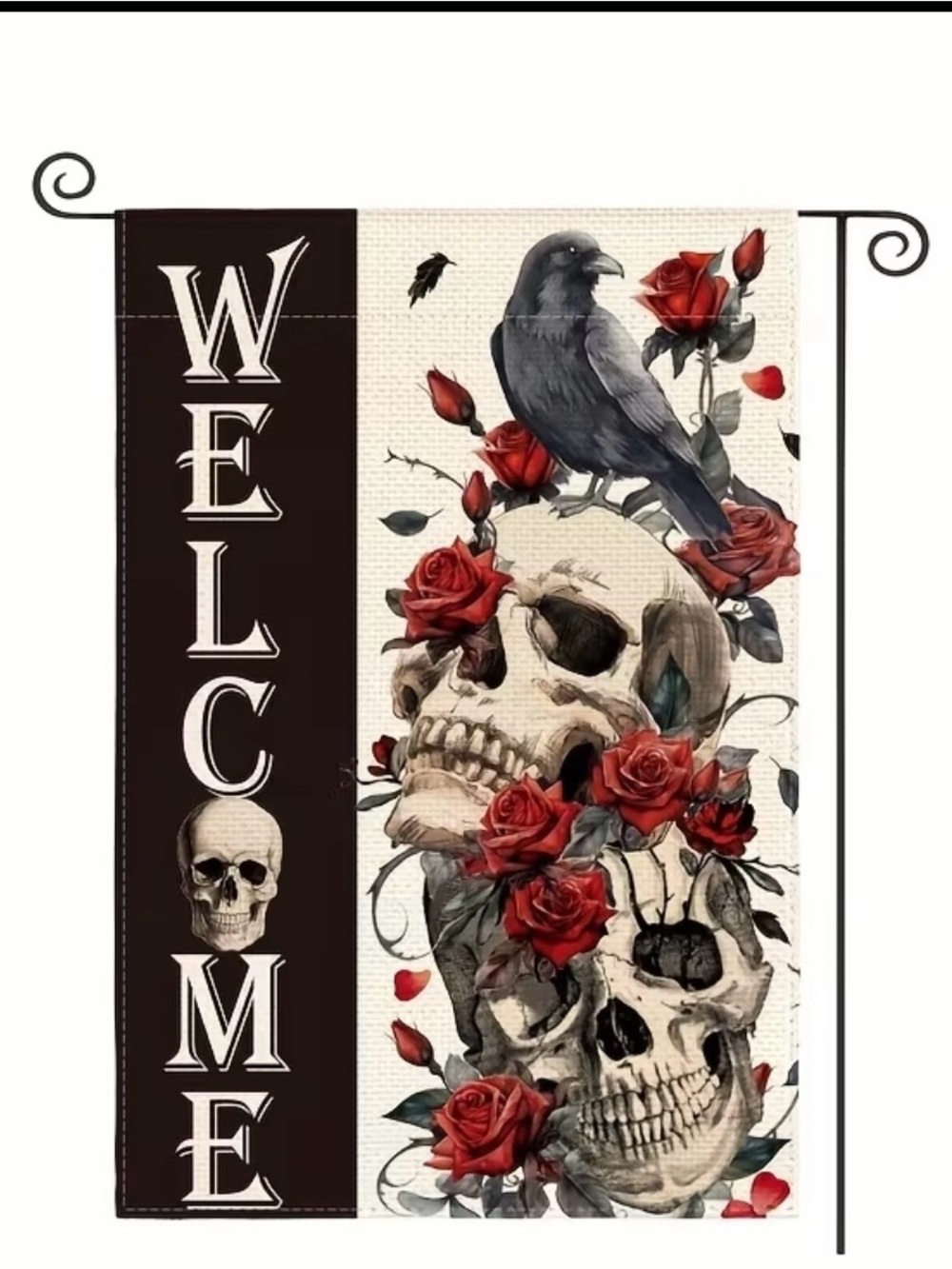 Skull & Crow Welcome Garden Flag